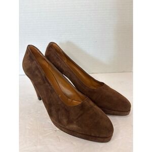 Maraolo Brown US 6B Suede Platform Pumps Made in Italy Almond Toe Heels